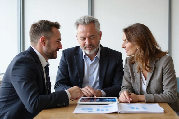 Financial advisor discussing retirement options with clients