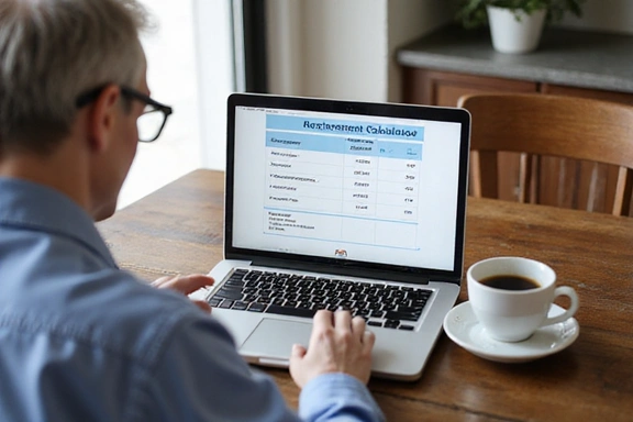 Person using retirement calculator on laptop